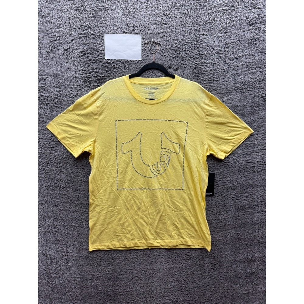 NWT‎ True Religion Crewneck Short Sleeve Puff Stitch Tee Popcorn Mens Size XL